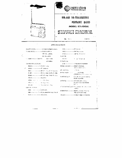 Hitachi KH-1006L Service manual for Hitachi KH-1006L portable transistor radio (1968)